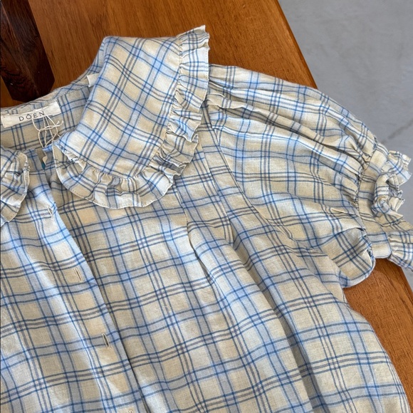 Doen Sparrow Top in Blue Meadowlark Plaid size Small - Picture 16 of 17